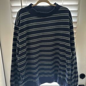 Parke Navy Striped Mockneck